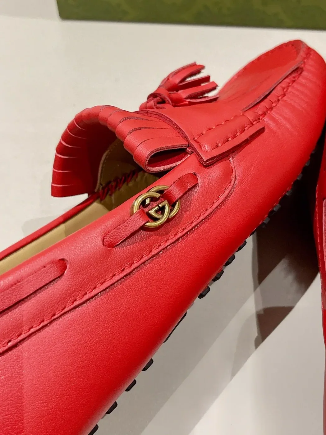 Gucci Loafer With Driver Interlocking G Red for Men