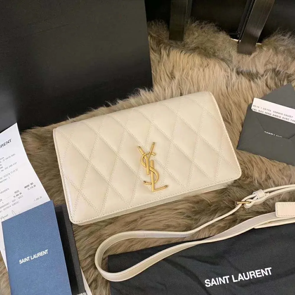 Saint Laurent YSL Angie Chain Bag Diamond for Women in Quilted Lambskin