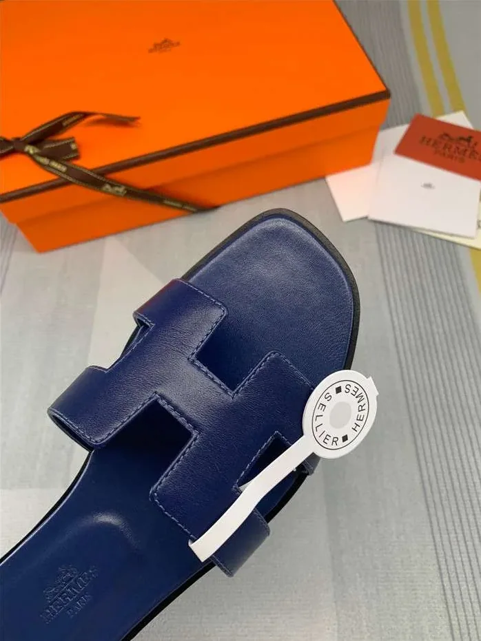 Hermes Oran Sandal Dark Blue