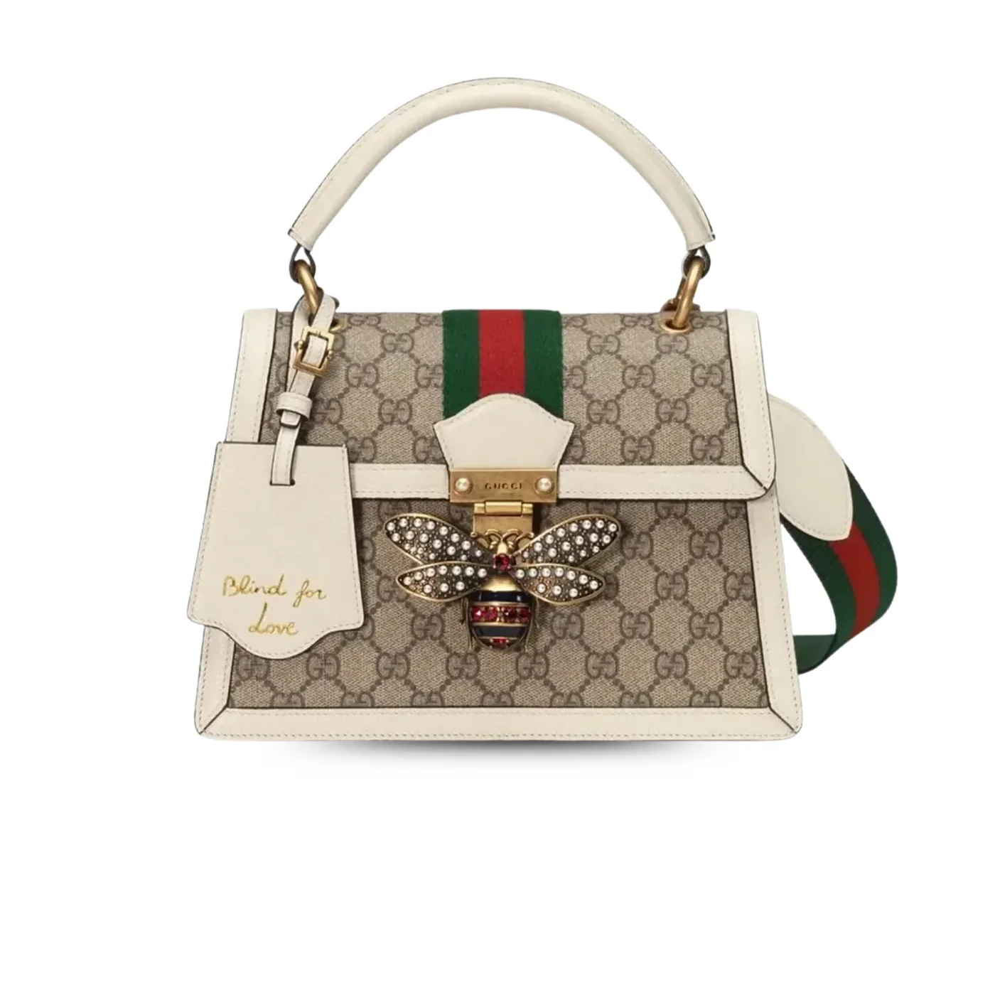 Gucci Queen Margaret GG Small Top Handle Bag / Beige And Ebony GG Supreme Canvas