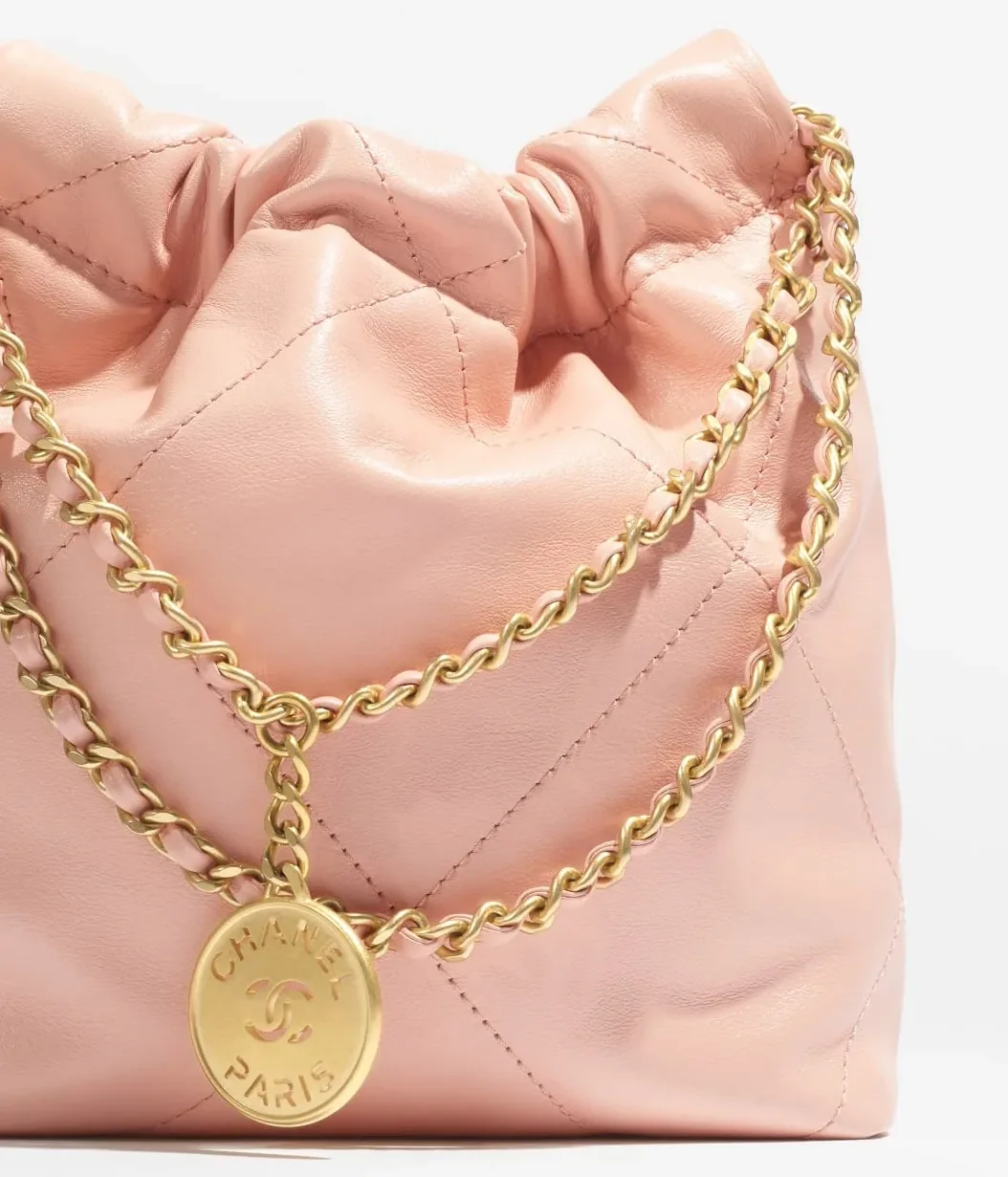 Chanel 22 Mini Crossbody Bag in Light Pink Gold Hardware