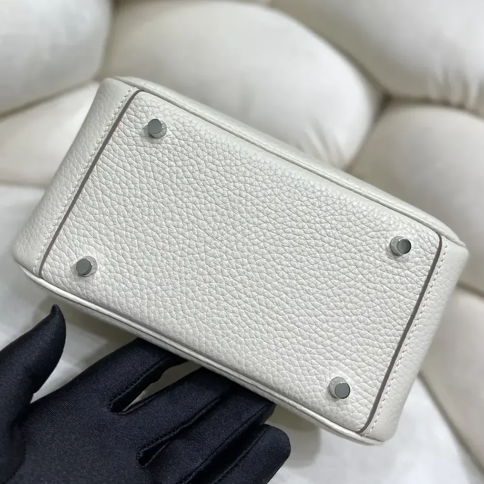 Hermes Lindy Mini 19 in Clemence Leather for Women in White/Silver