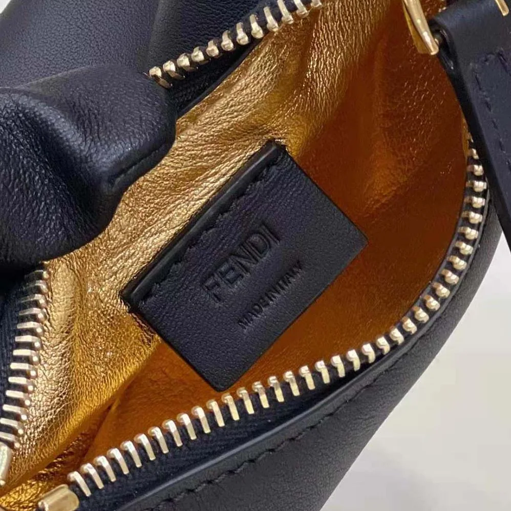 Fendi Nano Fendigraphy Black Leather Charm for Women Fendi Nano Fendigraphy Black Leather Charm for Women
