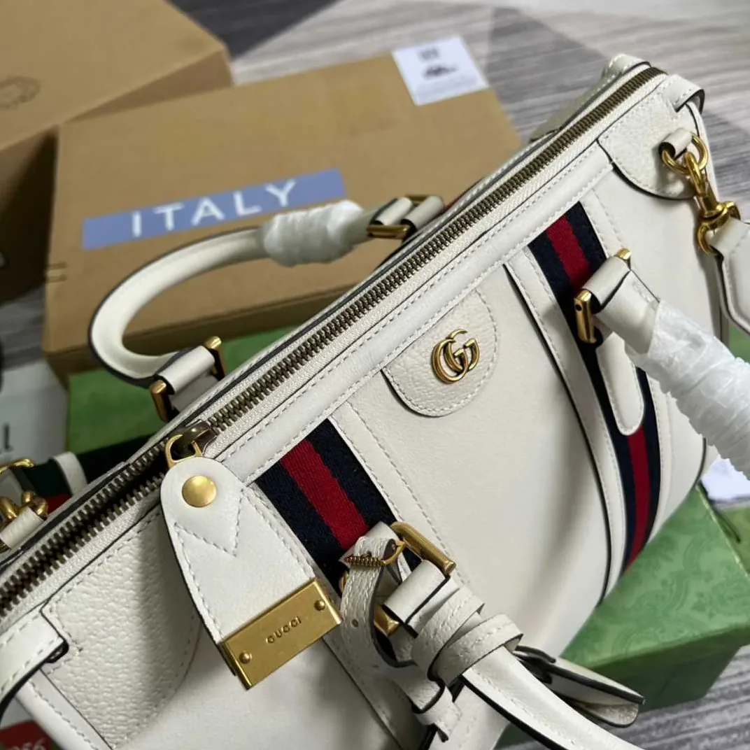 Gucci Double G-Detailed Smooth Medium Handbag White /