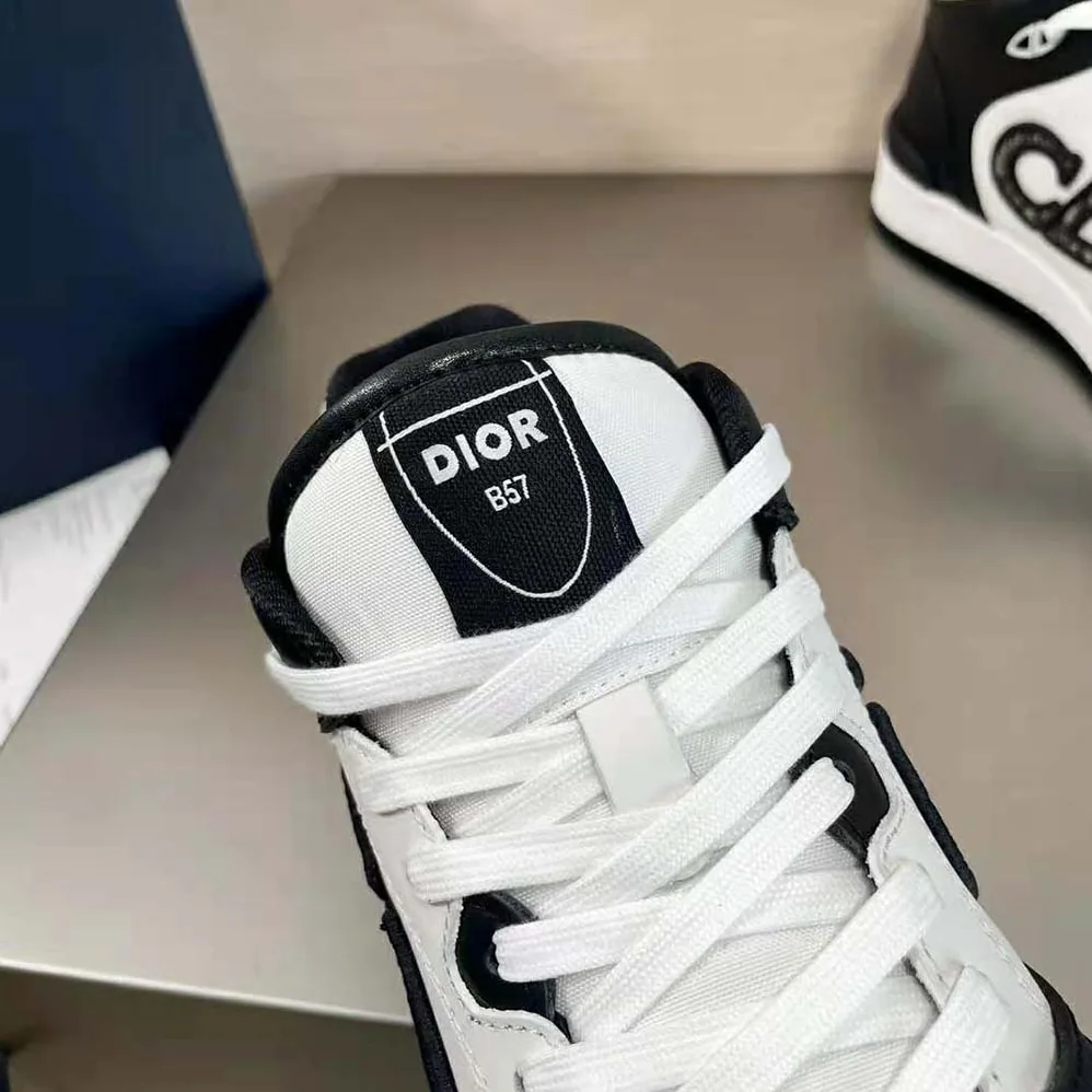 Dior B57 Mid-Top Sneaker Black and White Smooth Calfskin for Men Dior B57 Mid-Top Sneaker Black and White Smooth Calfskin for Men