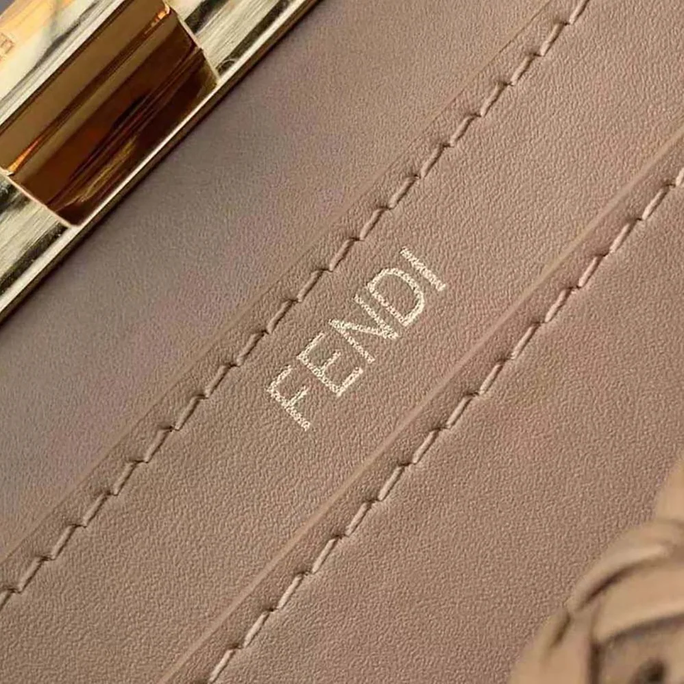 Fendi Peekaboo ISeeU Petite Brown Padded Calfskin Leather Bag for Women