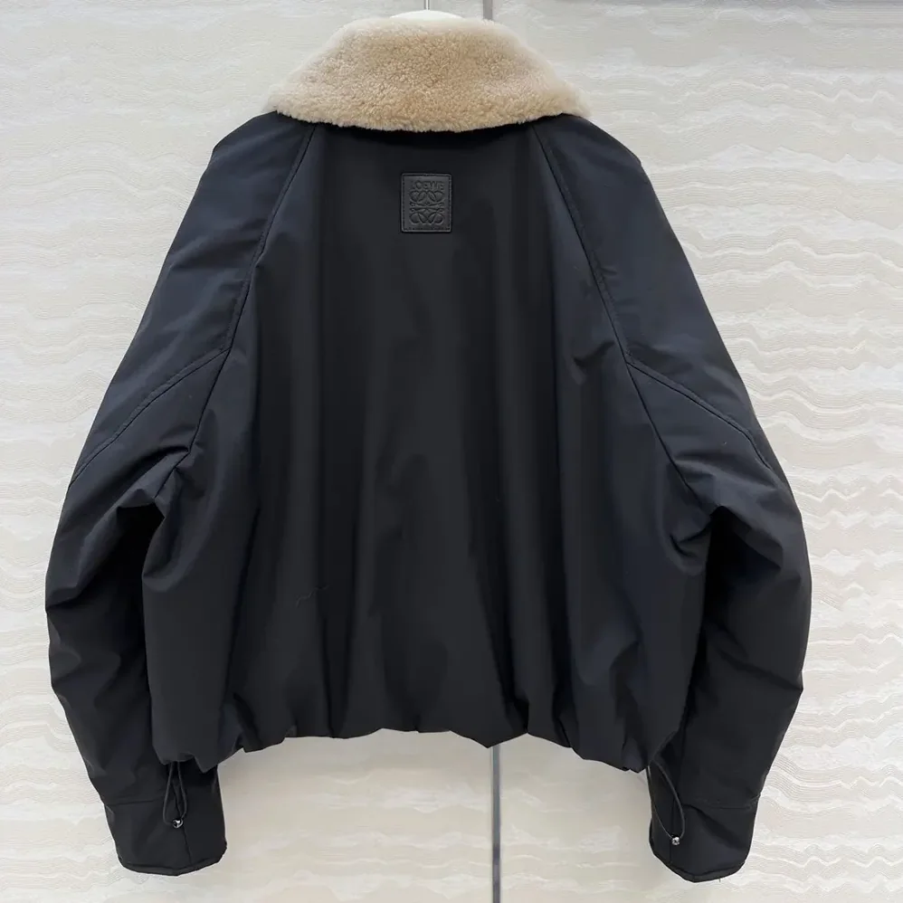 Loewe Puffer in Shearling and Cotton Blend for Women in Black Loewe Puffer in Shearling and Cotton Blend for Women in Black
