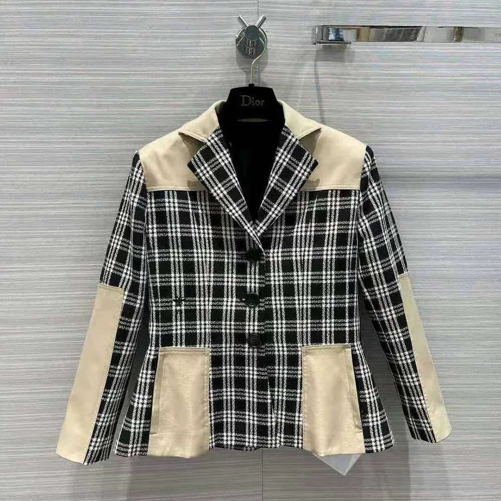 Dior 2-in-1 Jacket Black and White Check'n'Dior Wool for Women Dior 2-in-1 Jacket Black and White Check'n'Dior Wool for Women