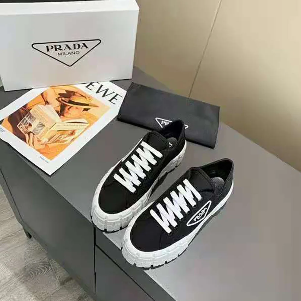 Prada Nylon Gabardine Sneakers in 50mm Heel for Women in Black Prada Nylon Gabardine Sneakers in 50mm Heel for Women in Black