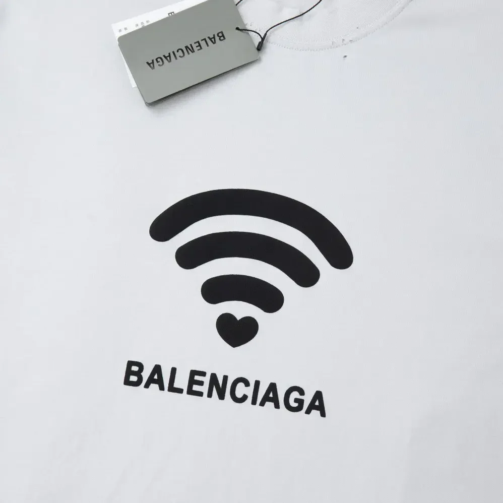 Balenciaga Lo_ve T-Shirt Medium Fit in off White and Black Vintage Jersey for Men Balenciaga Lo_ve T-Shirt Medium Fit in off White and Black Vintage Jersey for Men