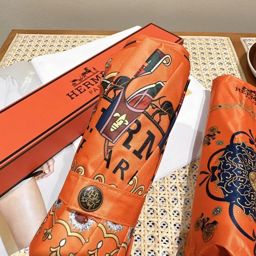 Hermes Automatic Folding Umbrella Orange Hermes Automatic Folding Umbrella Orange
