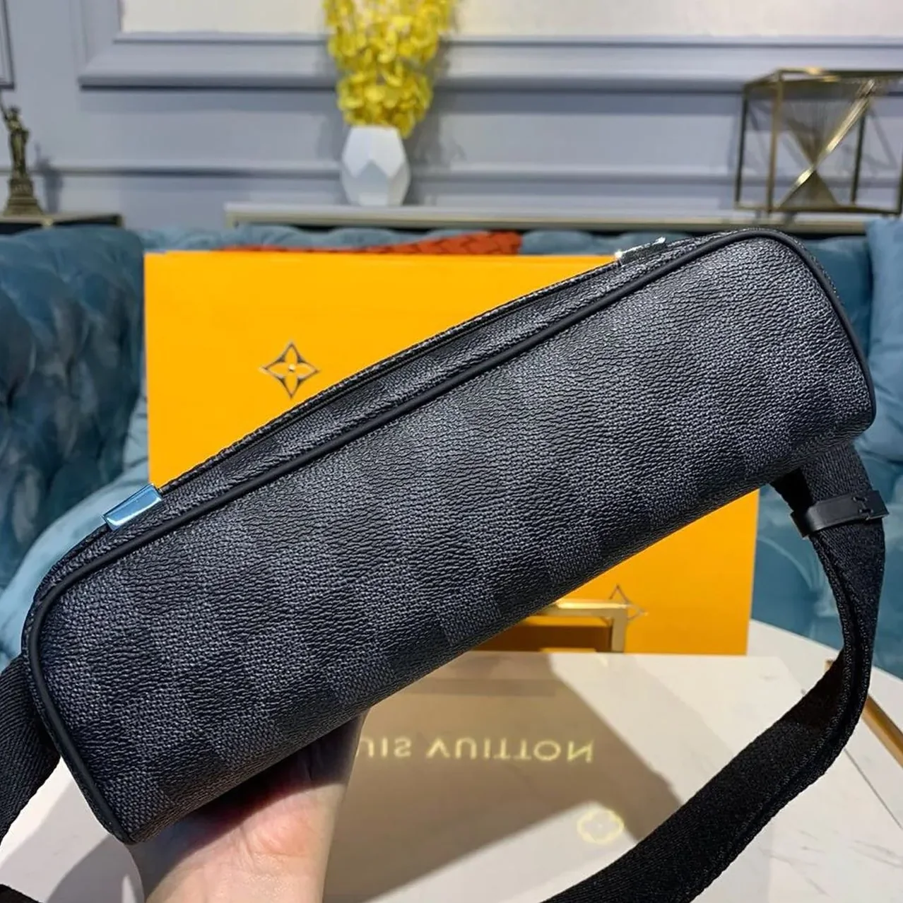 Louis Vuitton District PM Crossbody Bag / Damier Graphite Canvas Silver Hardware