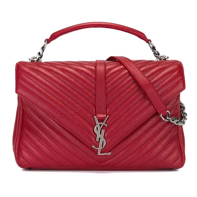 Saint Laurent YSL Classic Large College Bag Matelasse Leather in Red