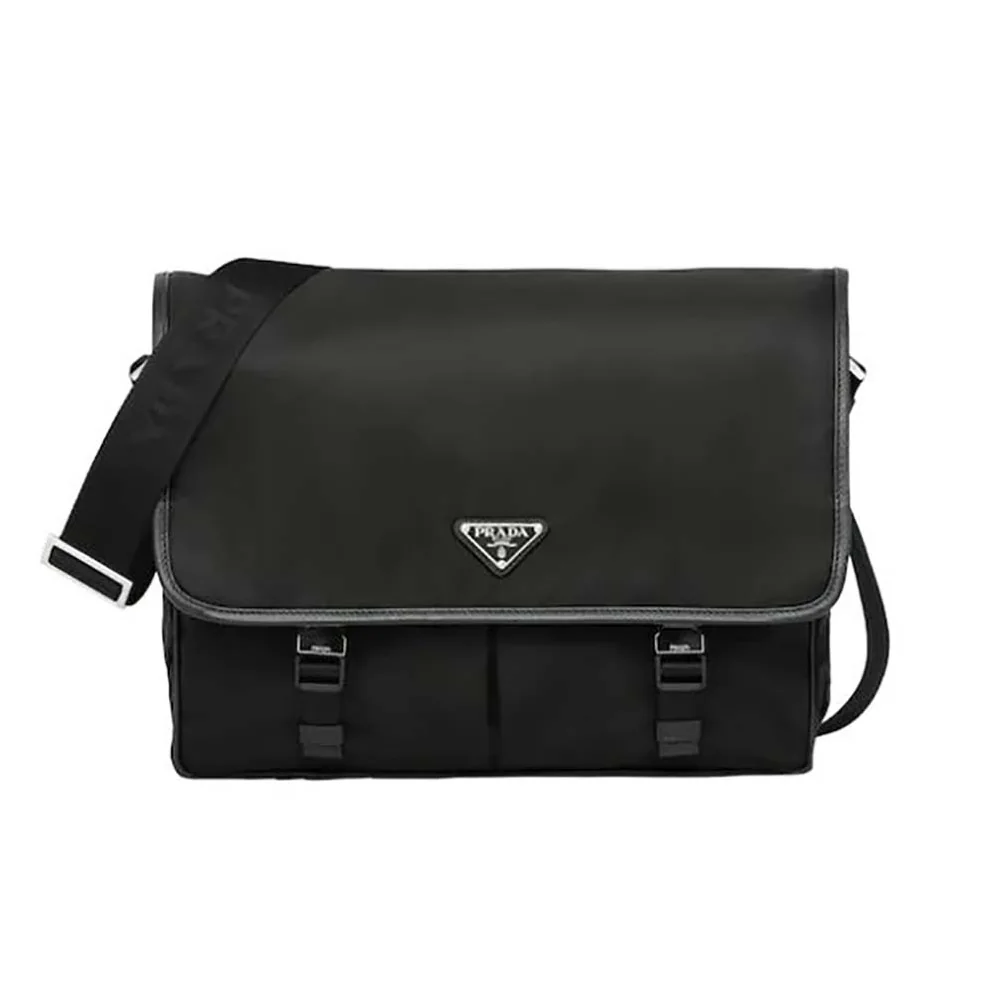 Prada Nylon Cross-Body Bag with Saffiano Leather Trim for Men in Black