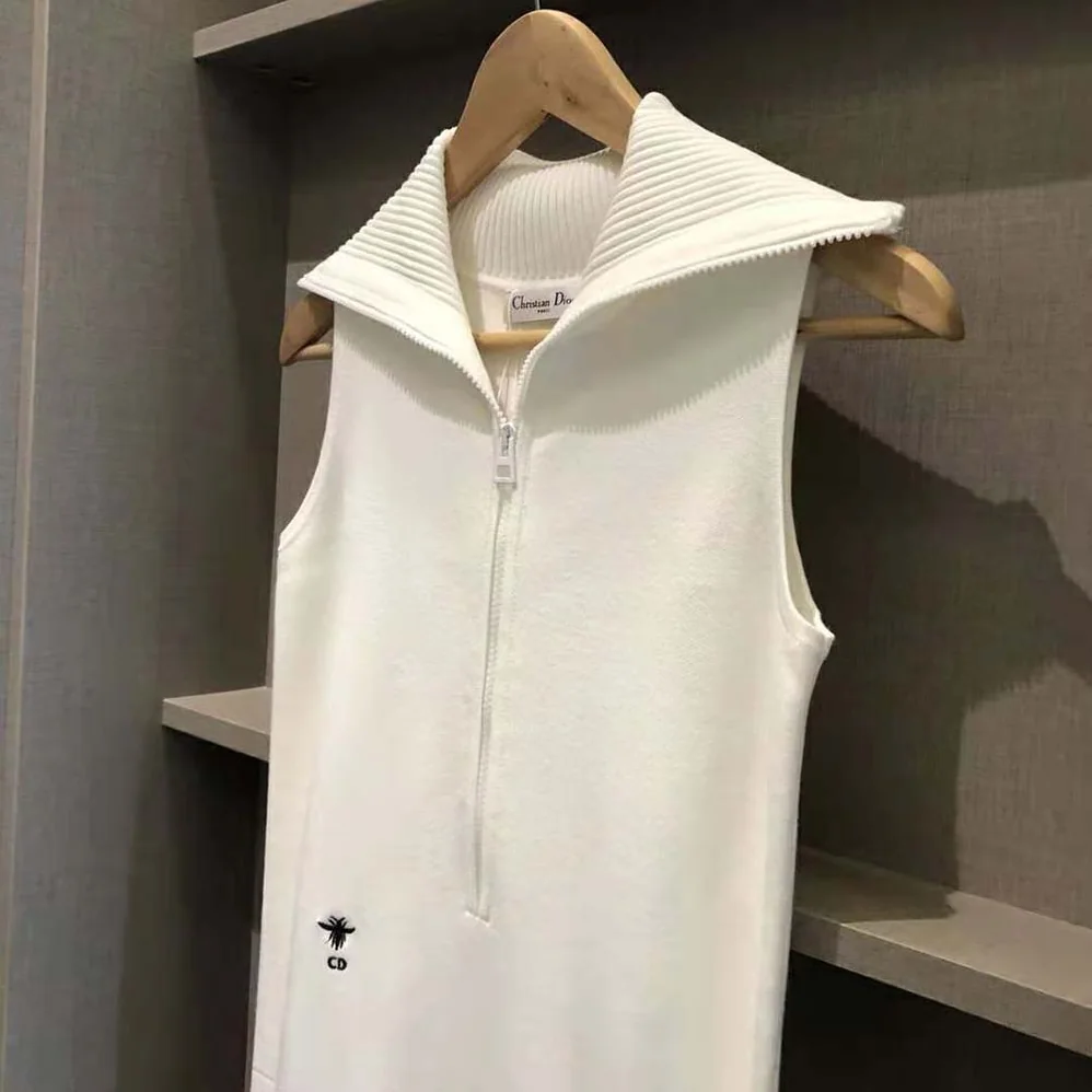 Dior Cropped Fitted Dress White Technical Stretch Pique for Women Dior Cropped Fitted Dress White Technical Stretch Pique for Women