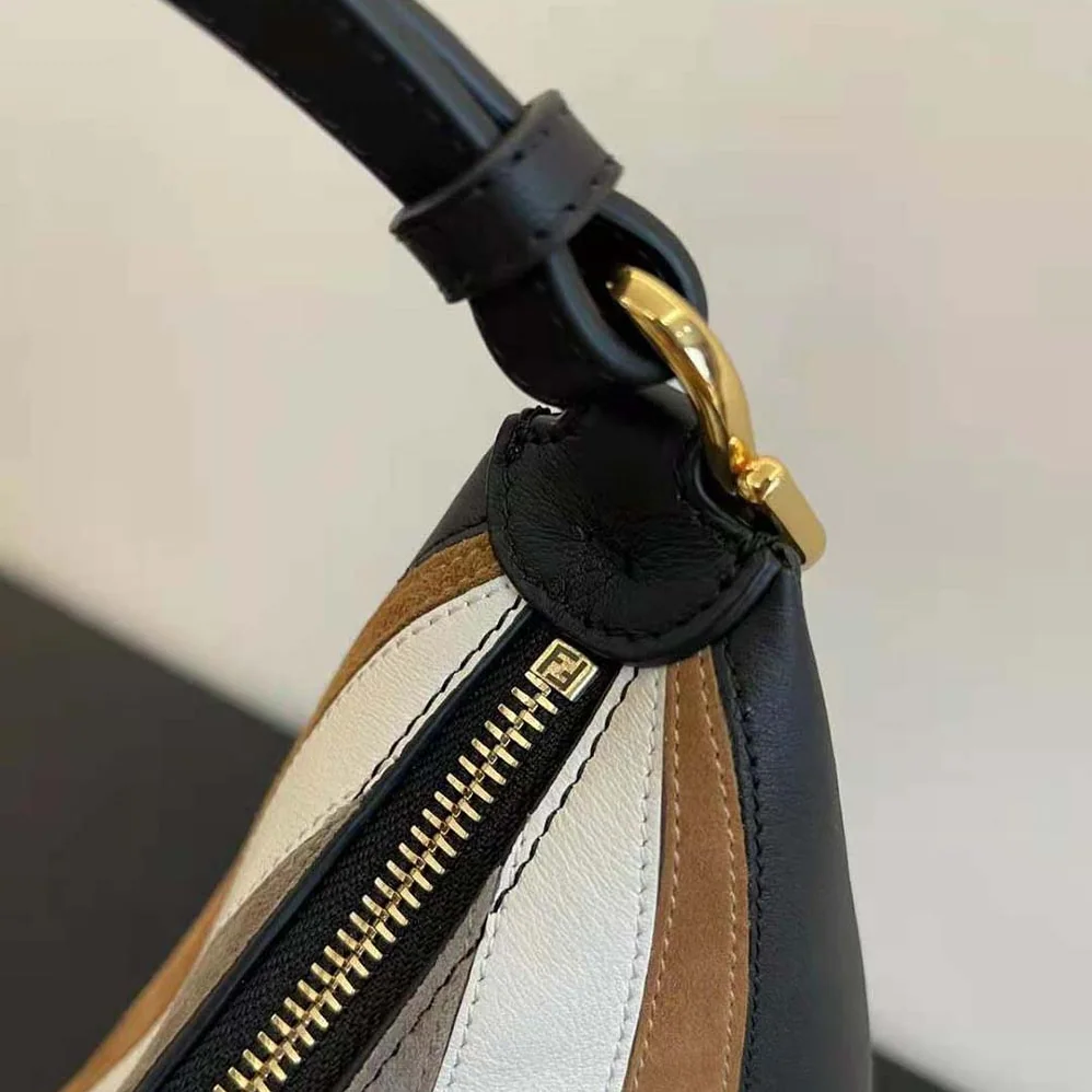 Fendi Fendigraphy Small Leather Bag with Beige and Brown Inlay for Women Fendi Fendigraphy Small Leather Bag with Beige and Brown Inlay for Women