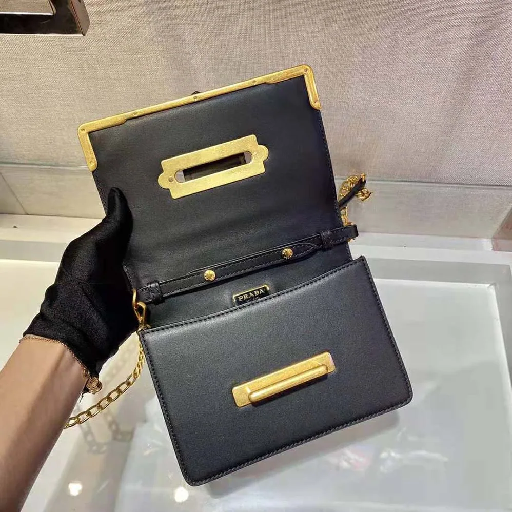 Prada Leather Prada Cahier Bag for Women in Black Prada Leather Prada Cahier Bag for Women in Black