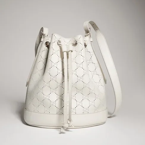 Gucci Venice Small Bucket Bag in White Palladium Hardware Gucci Venice Small Bucket Bag in White Palladium Hardware