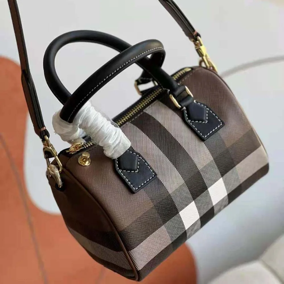 Burberry Mini Check Bowling Bag for Women in Black