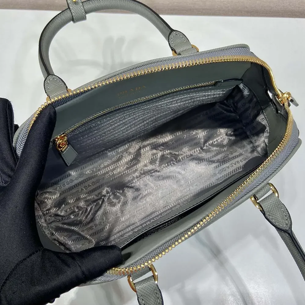 Prada Medium Saffiano Leather Bag for Women in Gray Prada Medium Saffiano Leather Bag for Women in Gray