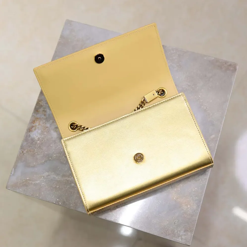 Saint Laurent YSL Kate Small In Metallic Leather for Women in Gold
