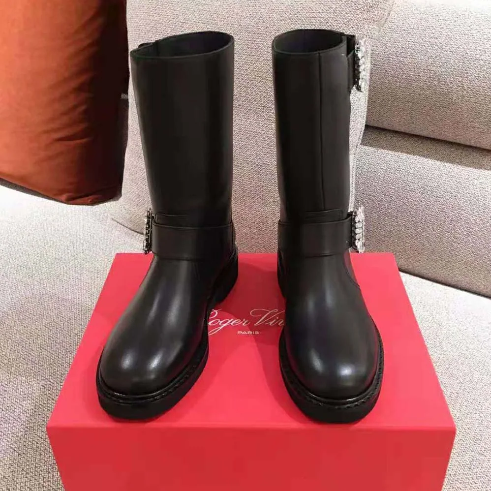 Roger Vivier Viv' Biker Boots in 2.5cm Heel for Women in Black