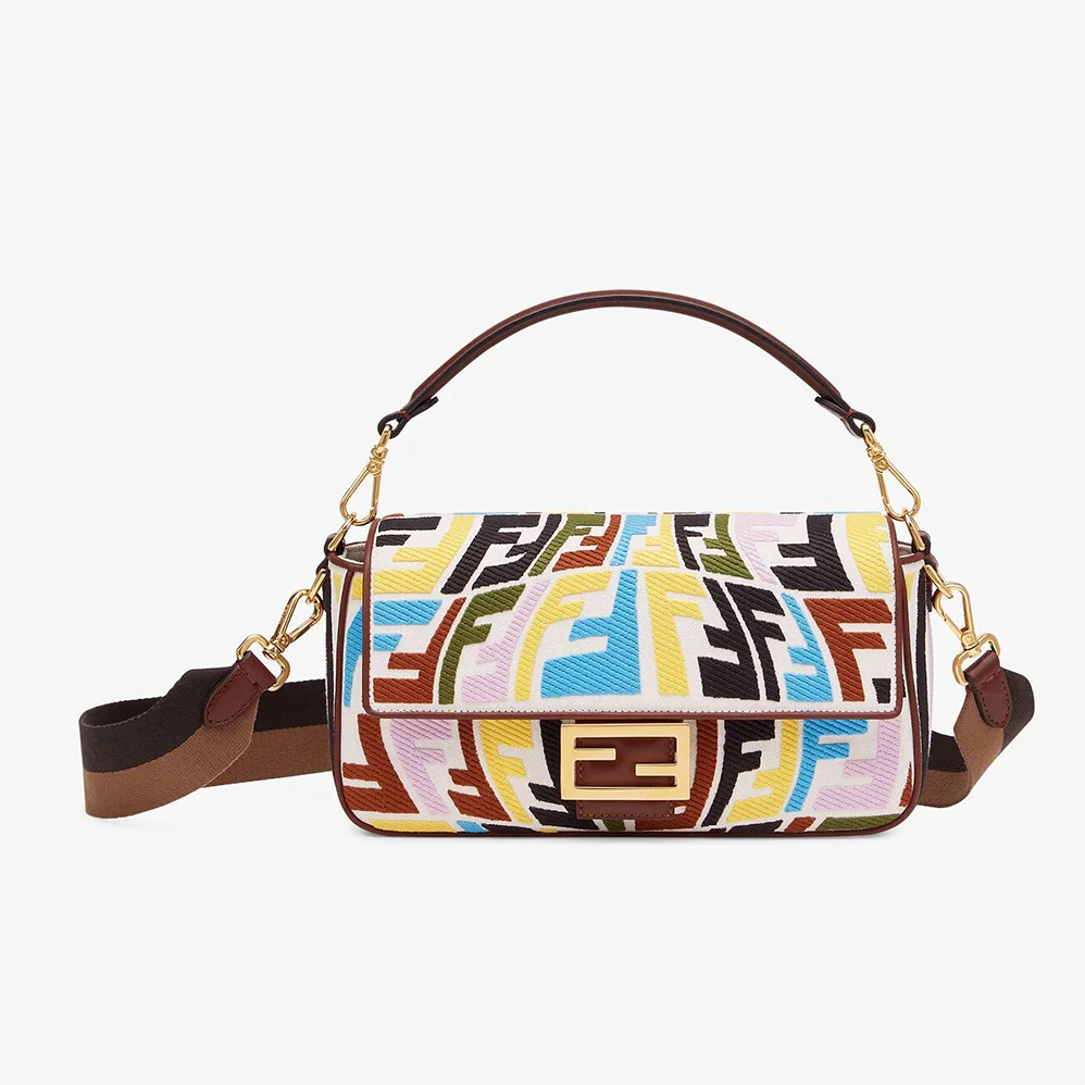 Fendi Baguette Multicolor Embroidered Canvas Bag for Women Fendi Baguette Multicolor Embroidered Canvas Bag for Women