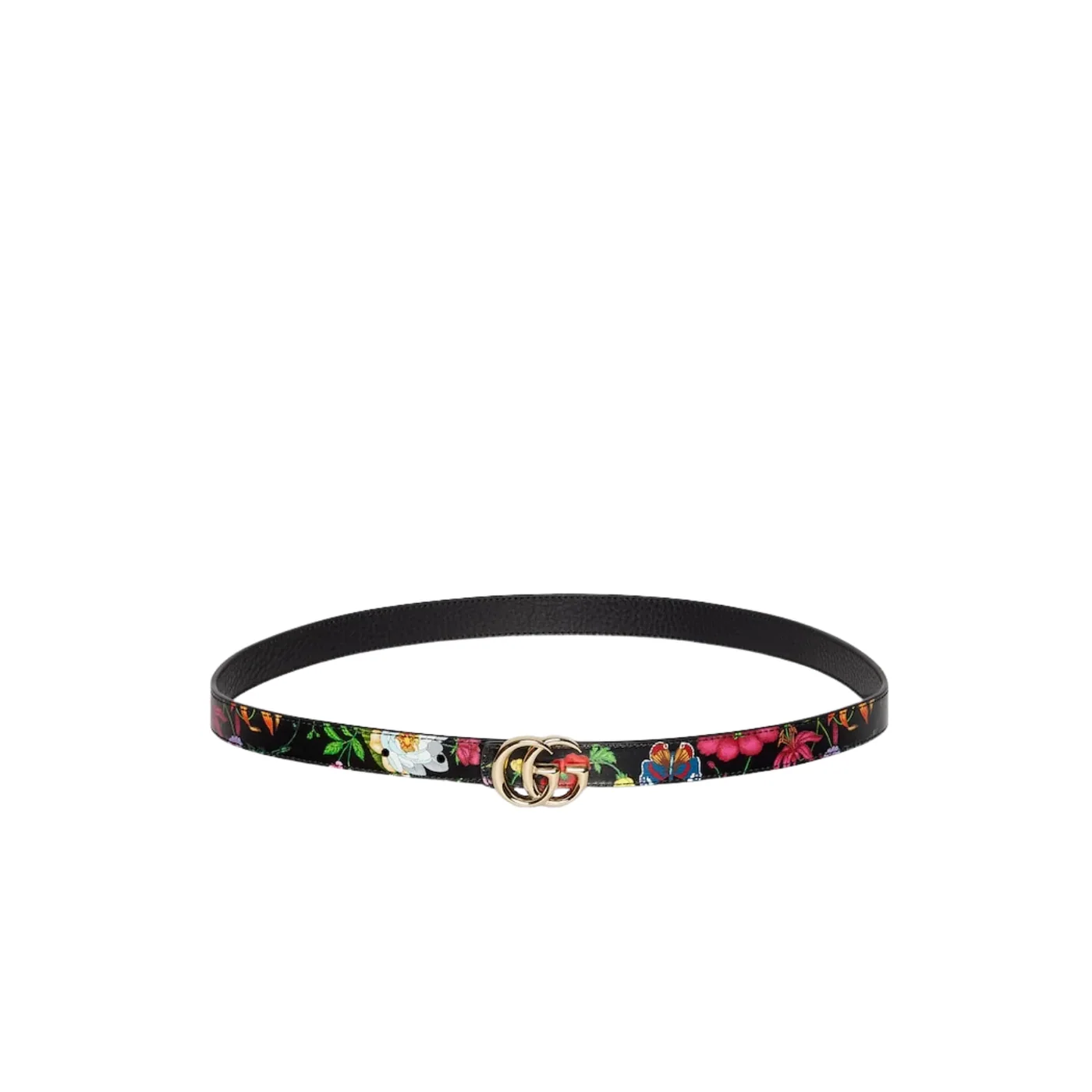Gucci Reversible GG Marmont Thin Belt Black Flora Gucci Reversible GG Marmont Thin Belt Black Flora