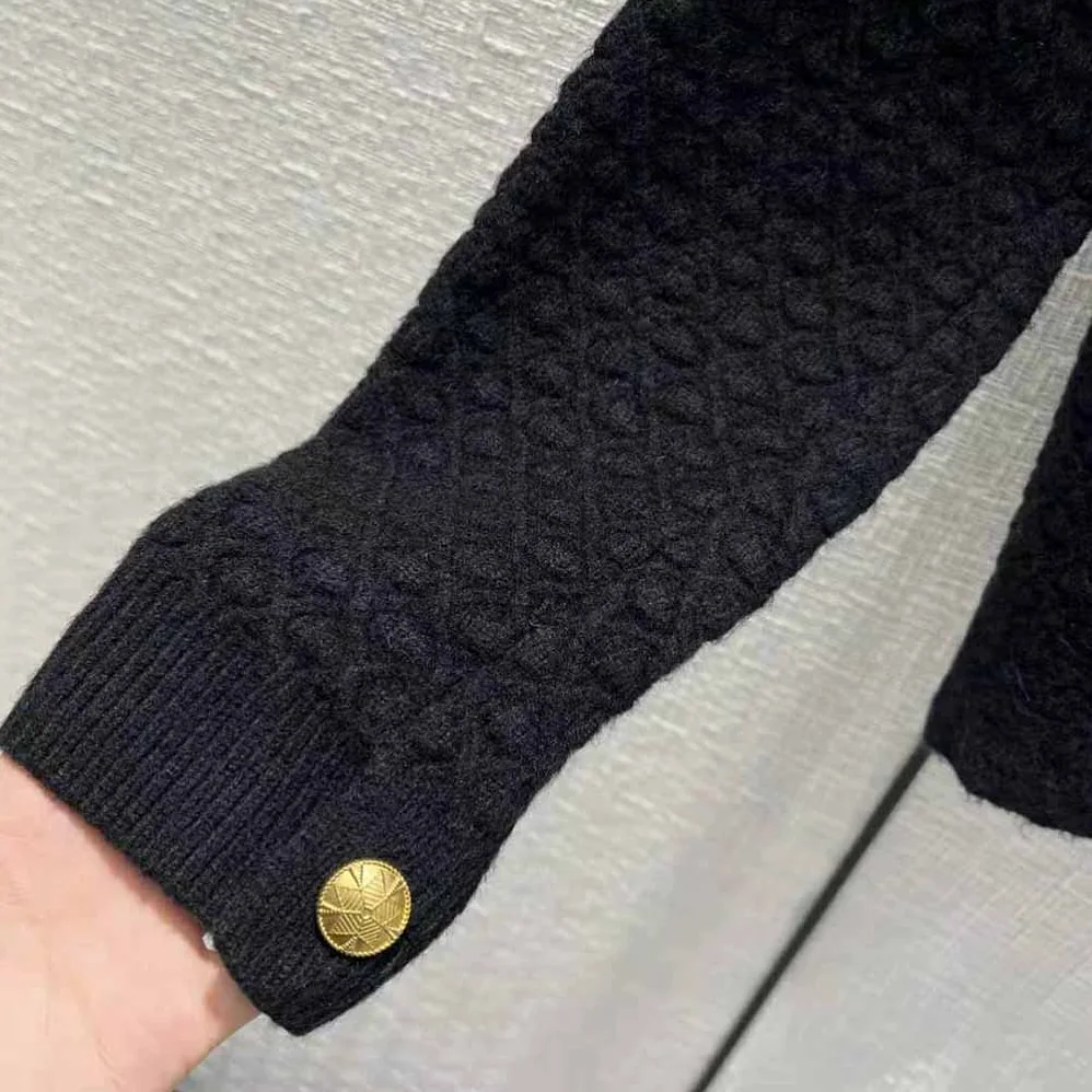 Dior Cropped Jacket Black Wool Knit for Women