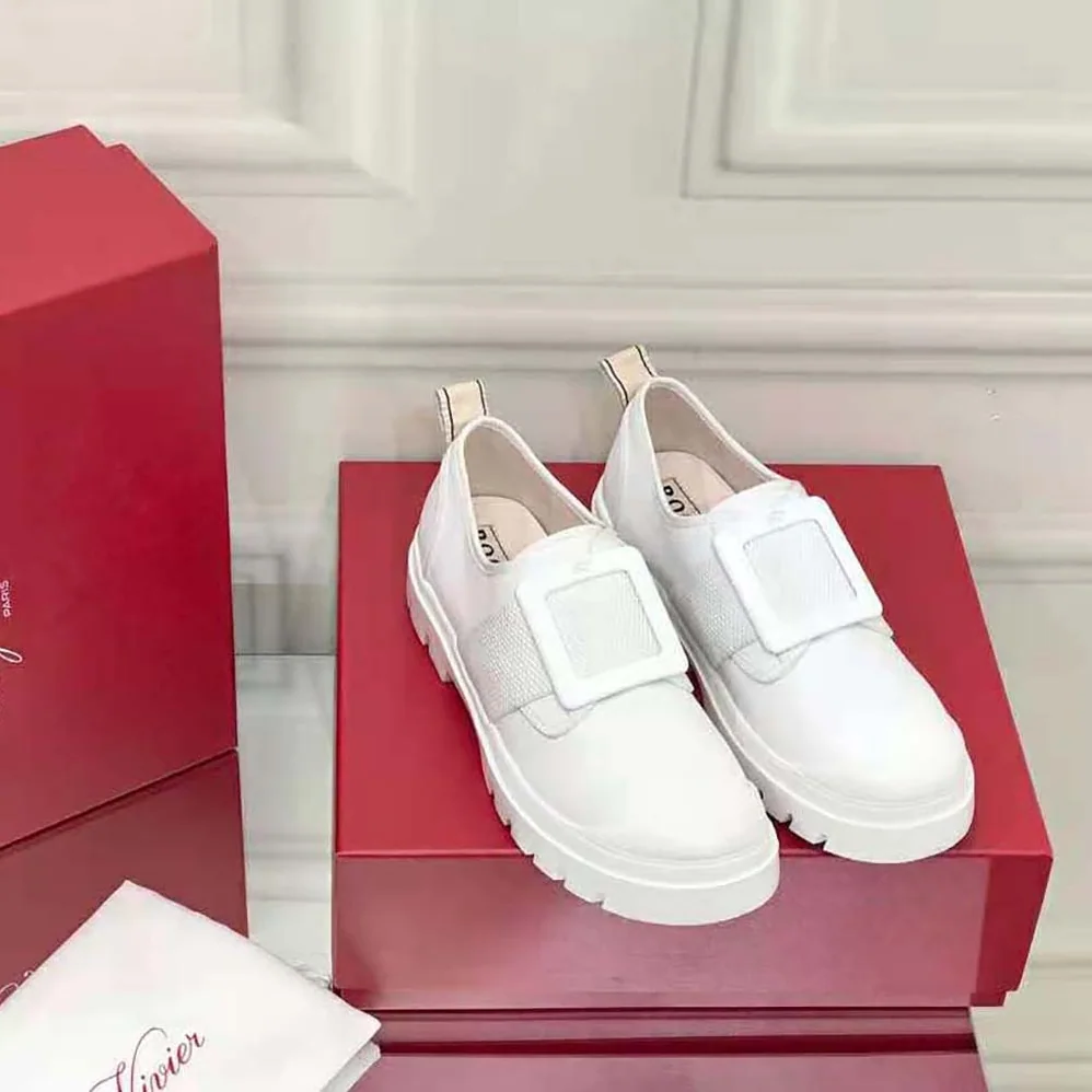 Roger Vivier Walky Viv' Lacquered Buckle Sneakers in Patent Leather for Women in White Roger Vivier Walky Viv' Lacquered Buckle Sneakers in Patent Leather for Women in White