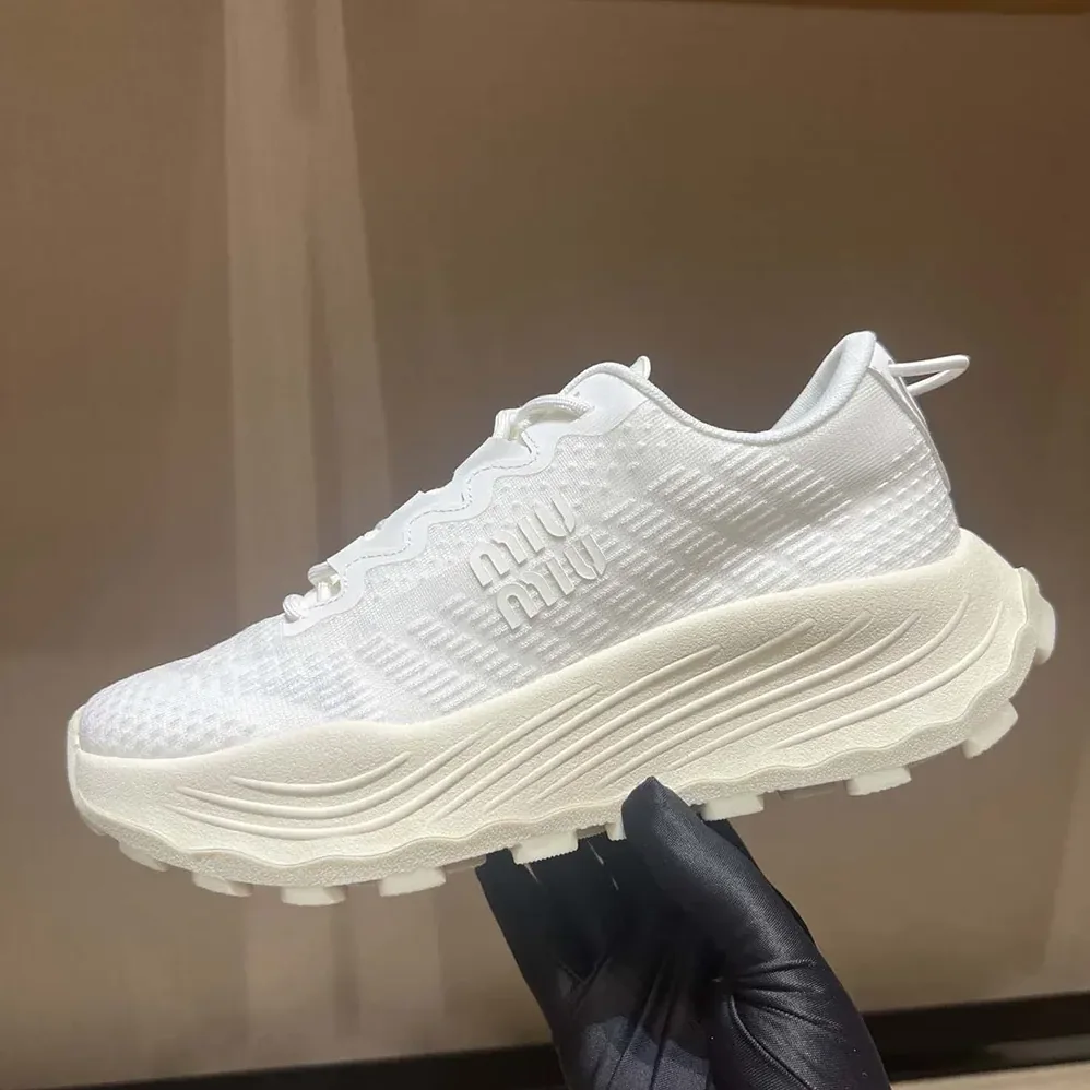 Miu Miu Technical Fabric Sneakers for Women in White Miu Miu Technical Fabric Sneakers for Women in White