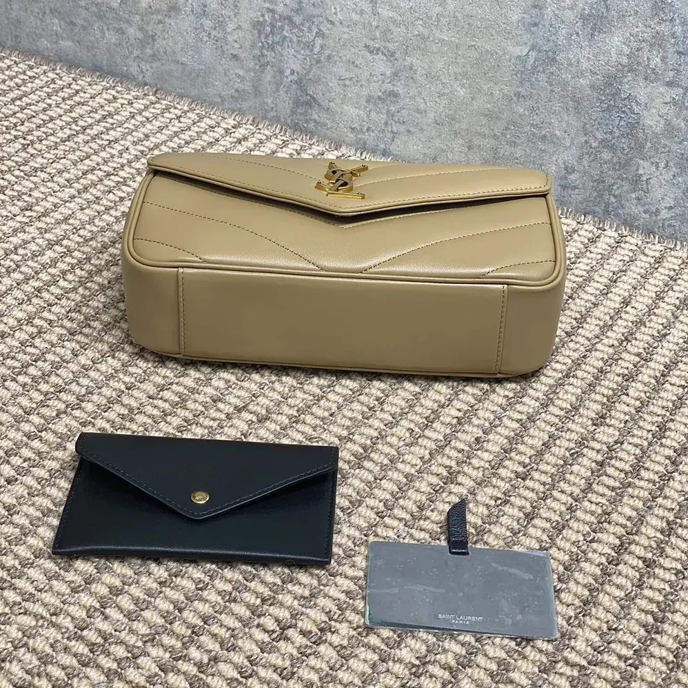 Saint Laurent YSL Loulou Small in Matelasse Lambskin for Women in Natural