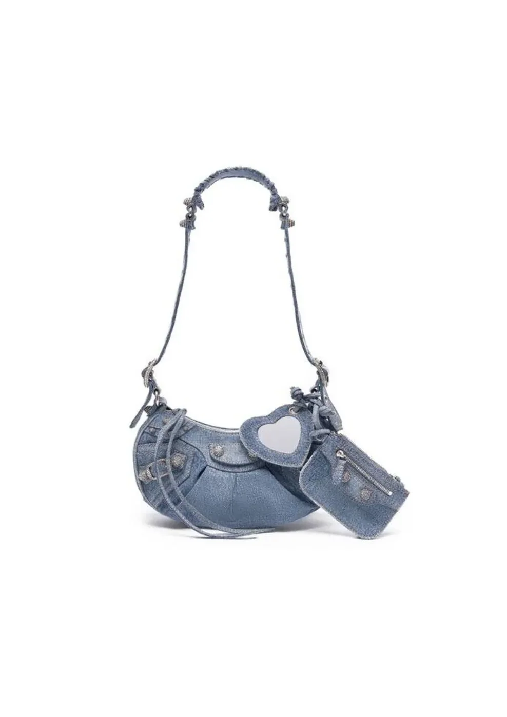 Balenciaga Le Cagole XS Shoulder Bag Denim In Blue / Balenciaga Le Cagole XS Shoulder Bag Denim In Blue /