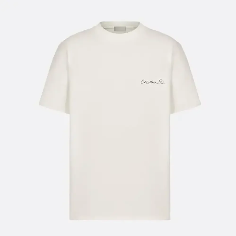 Dior Handwritten Christian Dior T-Shirt Relaxed Fit White Cotton Jersey for Women Dior Handwritten Christian Dior T-Shirt Relaxed Fit White Cotton Jersey for Women