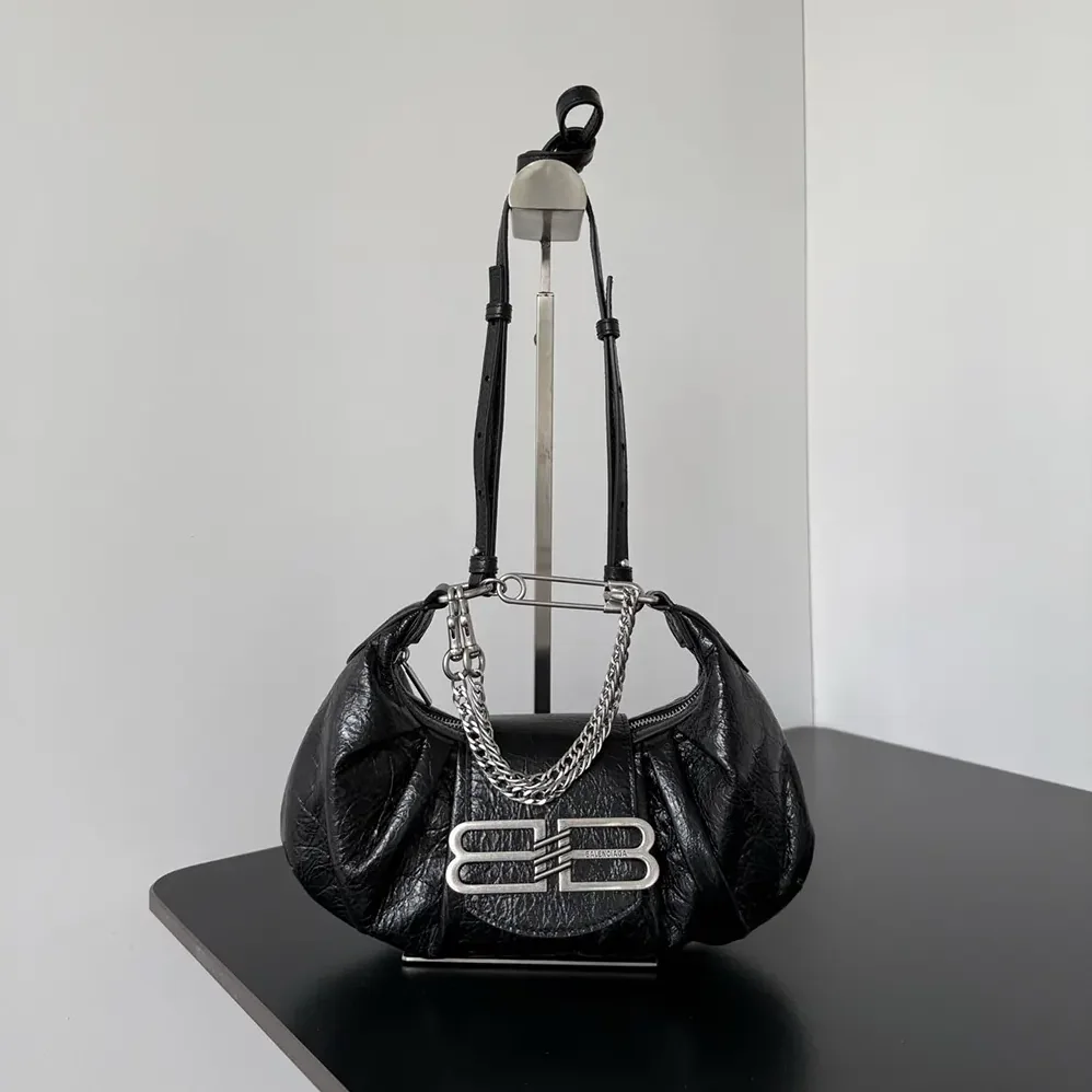 Balenciaga Pamela Shoulder Bag Small in Black Arena Lambskin for Women
