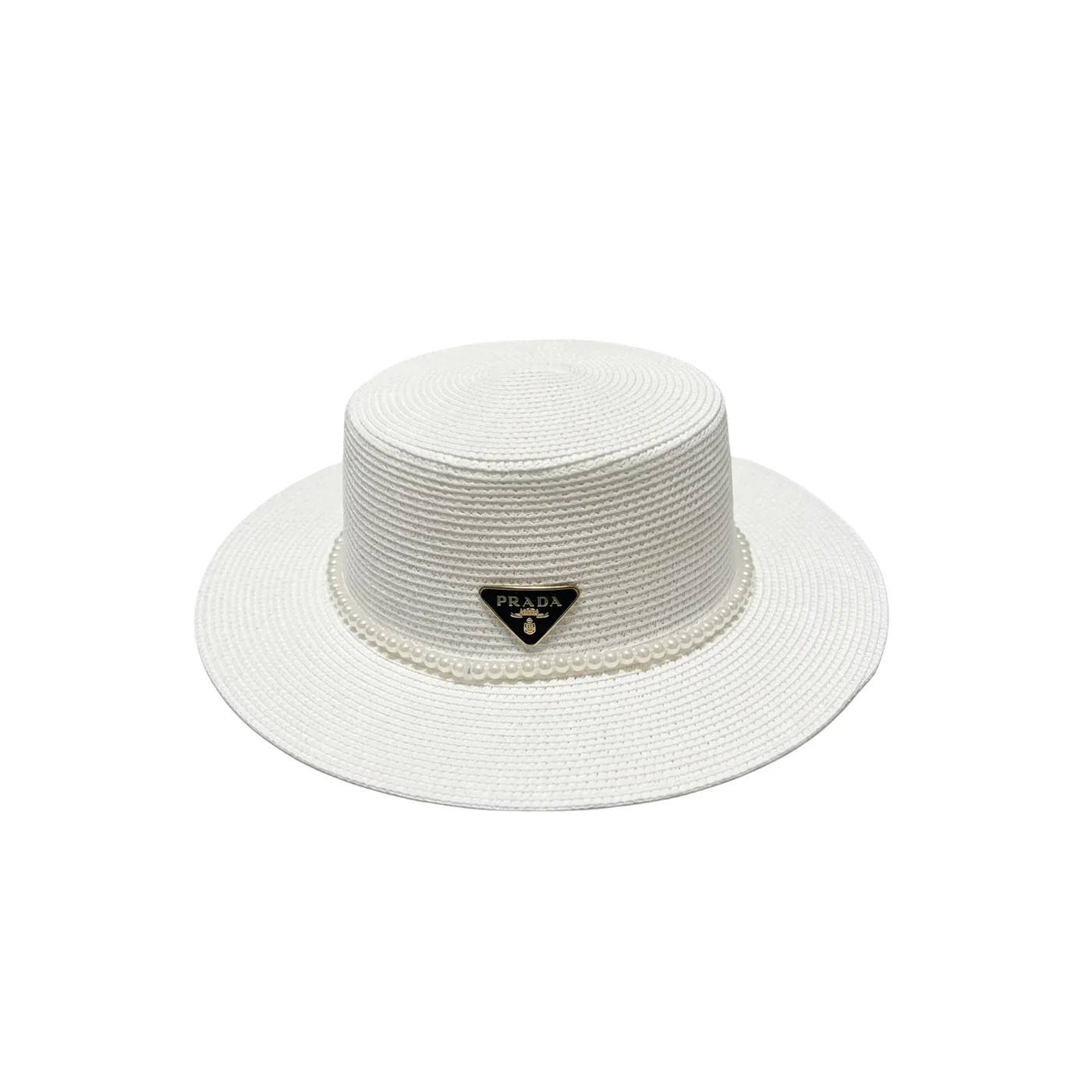 Prada Pearl-Embellished Sun Hat White Straw