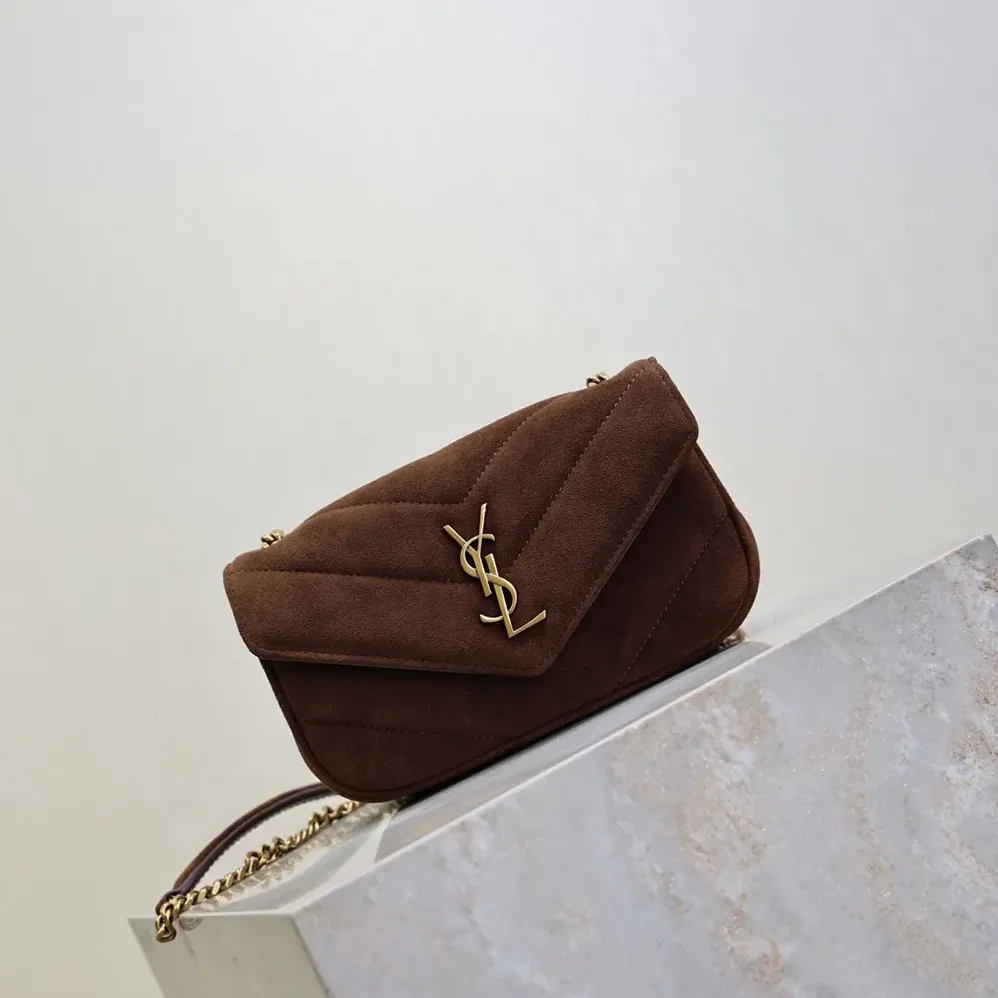 Saint Laurent YSL Loulou Mini In Suede for Women in Brown Saint Laurent YSL Loulou Mini In Suede for Women in Brown