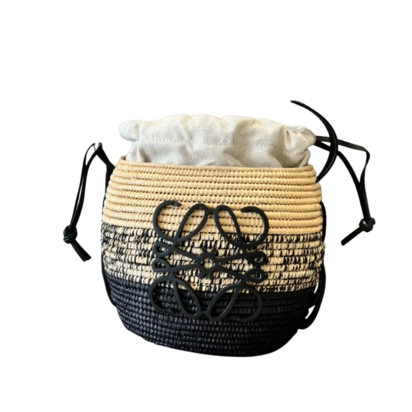 Loewe Beehive Basket Bag Beige in Black / Loewe Beehive Basket Bag Beige in Black /