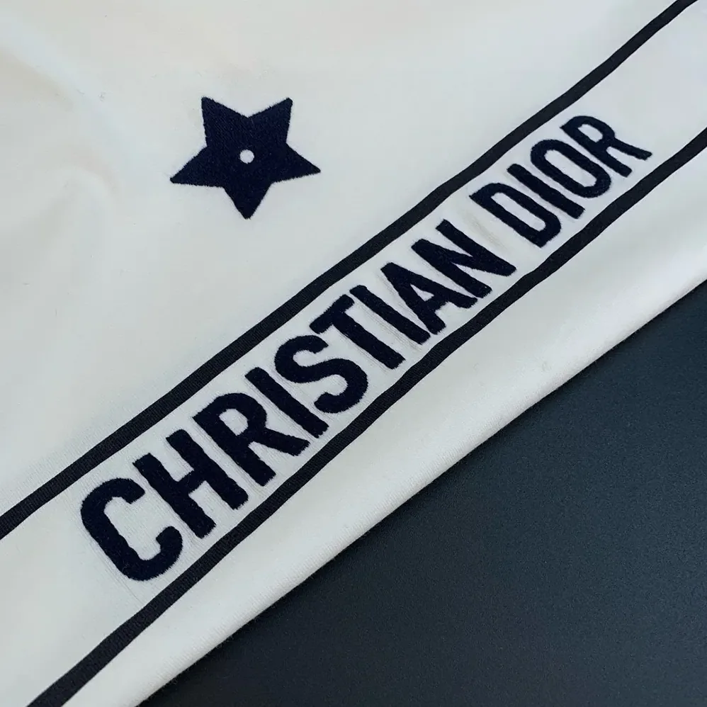 Dior T-Shirt White Cotton Jersey with Signature for Women