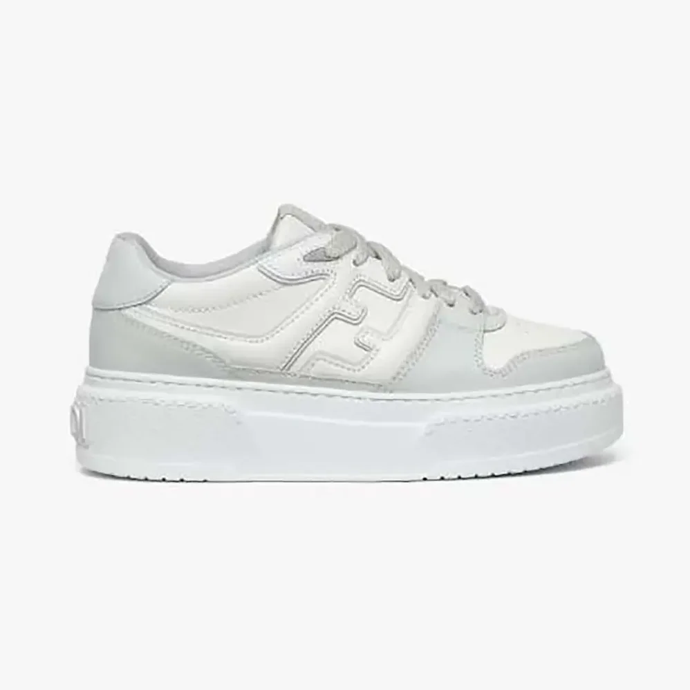 Fendi Match Gray Leather Platform Low for Women in tops
