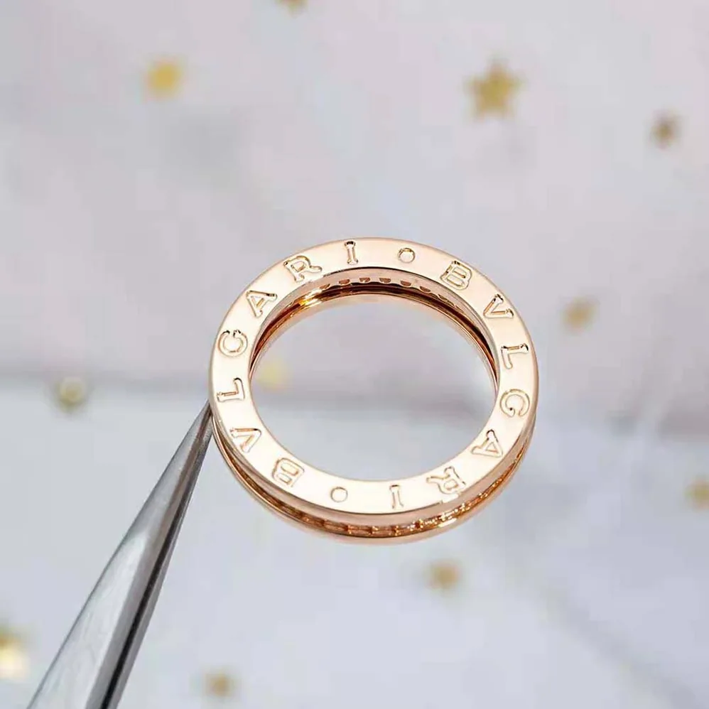 Bvlgari B.zero1 One-Band Ring in 18 KT Rose Gold Set with Pave Diamonds on the Spiral for Women