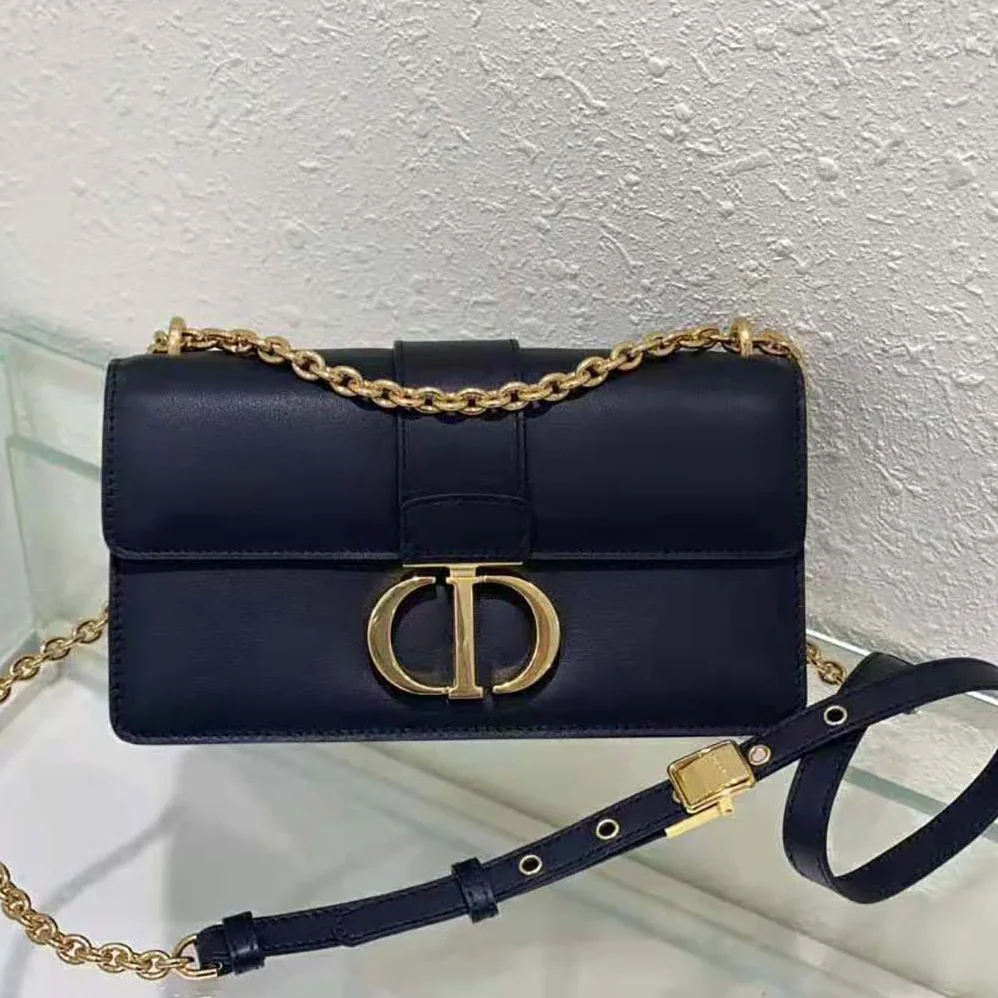 Dior 30 Montaigne East-West Bag with Chain Black Calfskin for Women