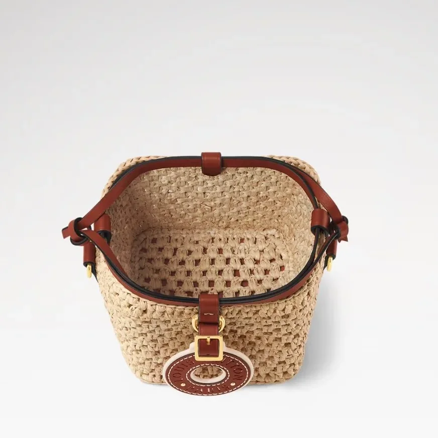 Louis Vuitton Noe Purse Shoulder Bag / Natural Tan Raffia Gold Hardware