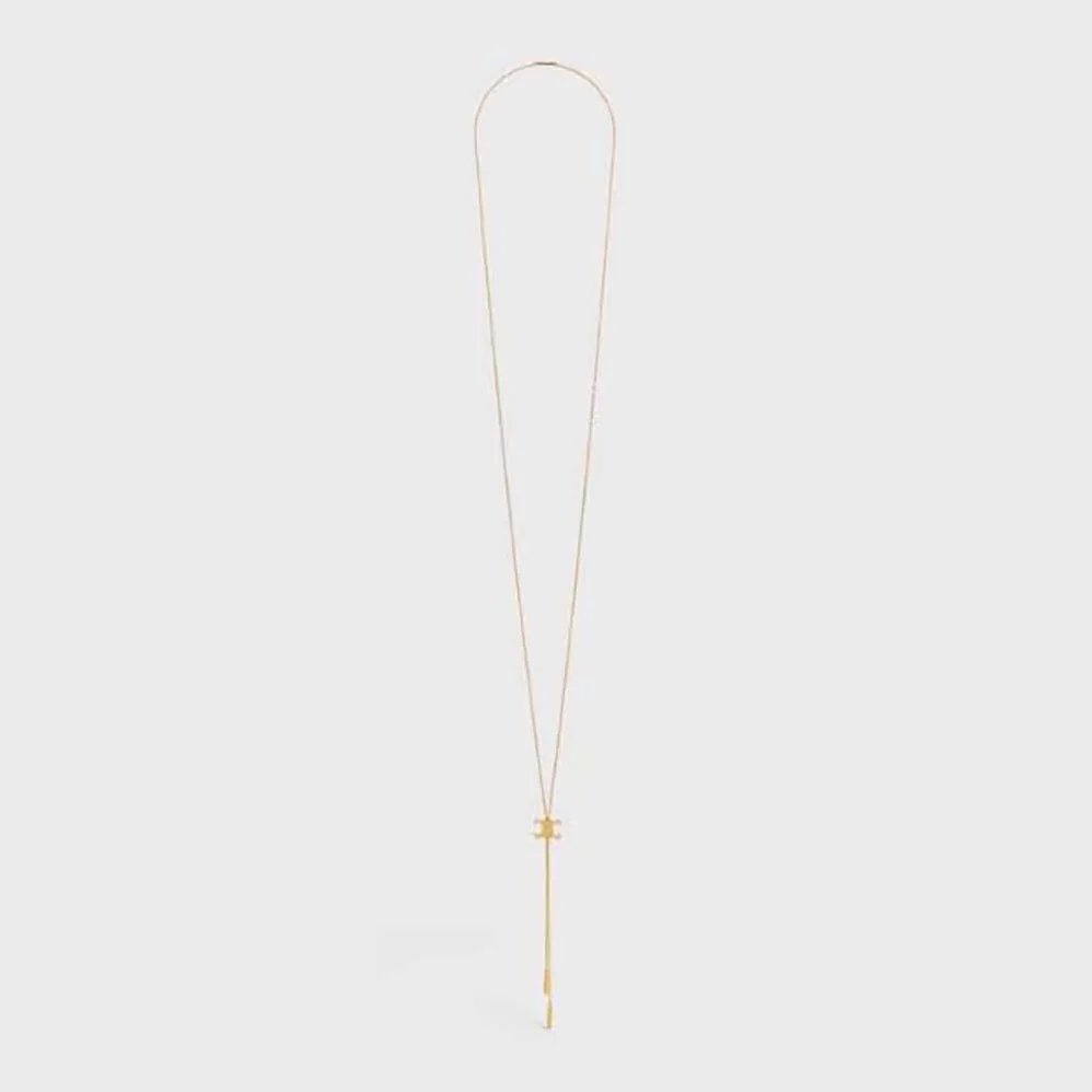Celine Triomphe Sliding Necklace in Brass with Gold Finish for Women Celine Triomphe Sliding Necklace in Brass with Gold Finish for Women