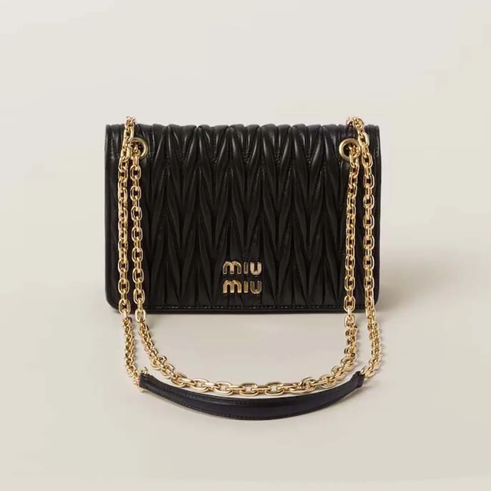 Miu Miu Matelassé Nappa Leather Mini-bag for Women in Black Miu Miu Matelassé Nappa Leather Mini-bag for Women in Black