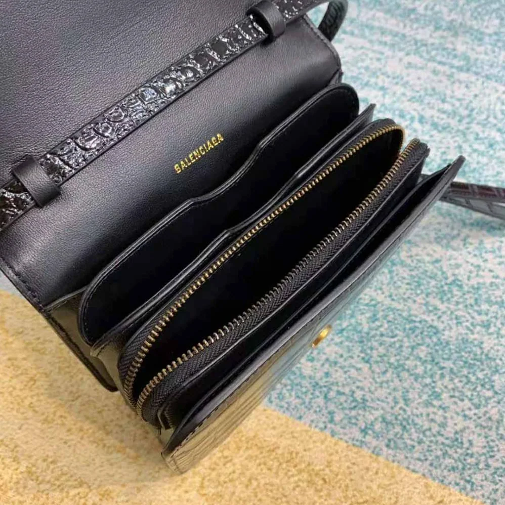 Balenciaga B. Small Bag in Black Crocodile Embossed Calfskin for Women in Black Balenciaga B. Small Bag in Black Crocodile Embossed Calfskin for Women in Black