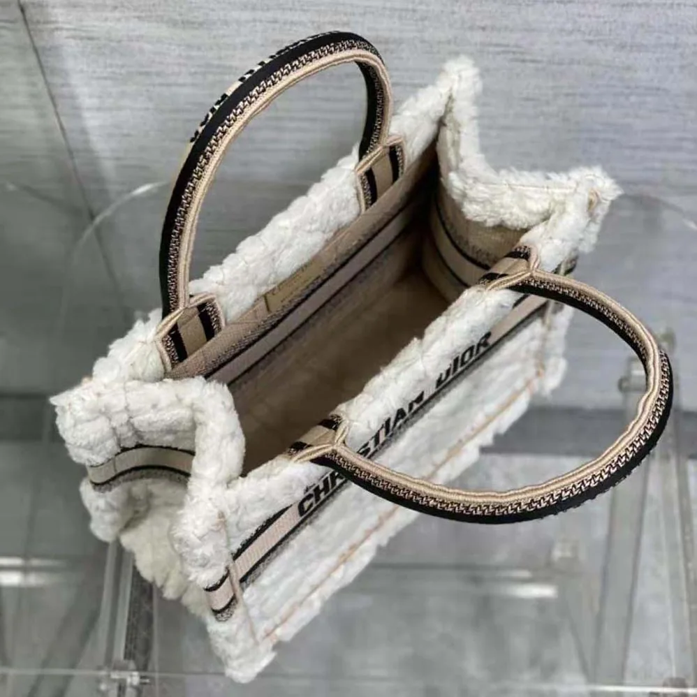 Dior Medium Dior Book Tote Ice Cannage Shearling for Women