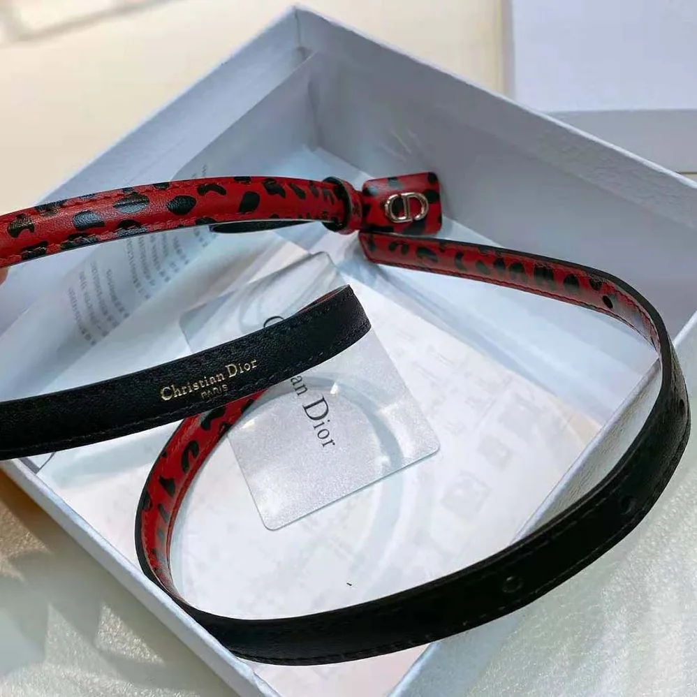 Dior Bobby Belt Fuchsia and Black D-Leopard Print Smooth Calfskin-12 MM for Women