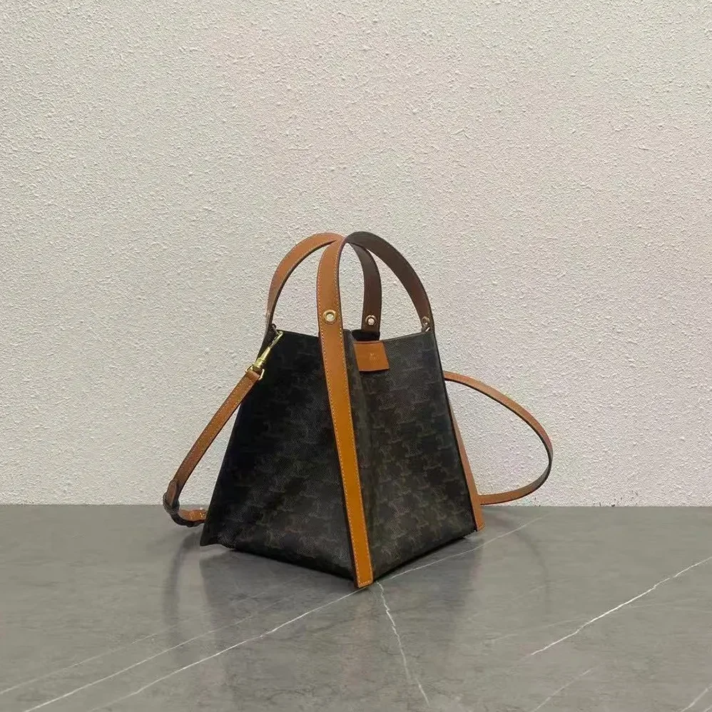 Celine Small Cube Bag In Triomphe Canvas And Natural Calfskin for Women