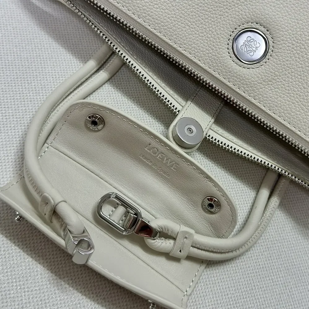 Loewe Small Madrid Bag in Supple Grained Calfskin for Women in White Loewe Small Madrid Bag in Supple Grained Calfskin for Women in White